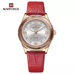 NAVIFORCE-Relógio de couro simples feminino, relógios de pulso casuais, relógio de quartzo feminino, original, nova moda na internet