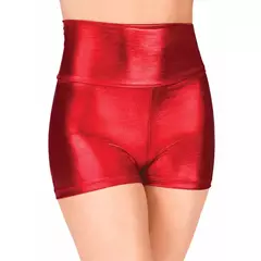 OVIGILY-Calções de Dança Metálicos Femininos, Calções de Treino Brilhantes, Calções de Ginástica Feminina, Vermelho, Fúcsia