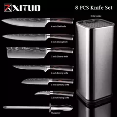 XITUO-Laser Damasco Padrão Facas de Cozinha Set, Faca Chef, Ultra-Sharp, Santoku, Cutelo, Corte, Utilidade, Fruta, 1-10pcs - Wolf Magazine