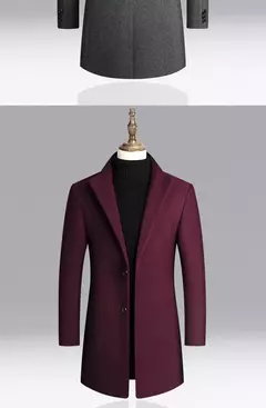 BROWON-casaco de negócios casual masculino, casaco monocromático de lã, estilo chinês masculino, marca para outono e inverno, 2024 - comprar online