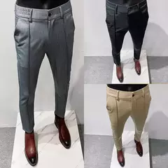 Homens Primavera Terno Calças de Alta Qualidade Negócios Calças Formais Elastic Slim Fit Simples Social Casual Calças Roupas de Marca Masculina - Wolf Magazine