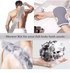 Back Scrubber Bath Glove Set, Escova de chuveiro, Esfoliante Scrub, Esponja Loofah, Remoção de pele morta, Ferramentas de banho, 3Pcs Set na internet