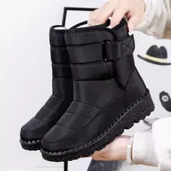 Imagem do Botas de neve impermeáveis antiderrapantes para mulheres, sapatos de plataforma, tornozelo quente, sapatos acolchoados de algodão, inverno