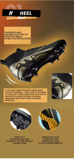 Botas de campo de futebol profissional para homens, grampos antiderrapantes, sapatos de treinamento de grama interna para crianças, sociedade original - Wolf Magazine