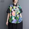 Estilo coreano blusa de manga curta para as mulheres, camisa estampada preta, ajuste solto, casual, tamanho grande, verão, jxs097