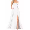 Vestido de baile feminino sexy, elegante, cintura cortada, divisão, festa, noite, formal, vestidos de noite longos, cintas de espaguete, vestido de noiva