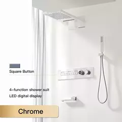 Sistema de chuveiro de bronze preto de luxo wall-mounted led display digital design frio & quente duplo-controle de 4 funções torneira de chuveiro de teto - loja online