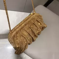 Imagem do Handmade Strass Evening Clutch Bags com Punho Brilhante, Novas Dobras Bolsas, Handmade Bolsas, Designer De Luxo, Festa De Casamento, Alta Qualidade