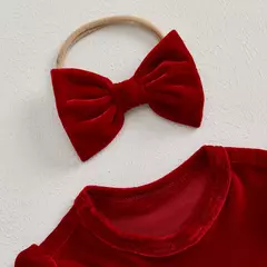 MISOWMNJOY-Romper de veludo com bowknot para bebês, vestido de festa de Natal, roupas recém-nascidas, macacão de manga comprida - comprar online