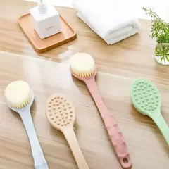 Escova de banho longa alça para limpeza corporal, escovas esfoliantes, massagem nas costas, chuveiro, espuma SPA, acessórios do banheiro, esponja macia - loja online