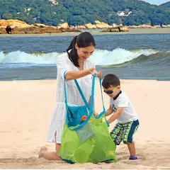 Saco portátil para armazenamento de praia para crianças Cestas de brinquedos dobráveis Sacos de natação ao ar livre Ferramenta de areia impermeável Saco de armazenamento de lixo
