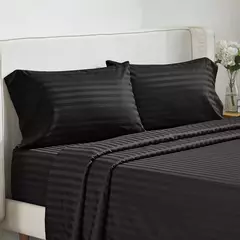 Conjunto de lençóis batilo, 4 peças, luxo, lençol e plano com fronha, conjunto de cama listrado sólido para gêmeo/completo/queen/king size - comprar online