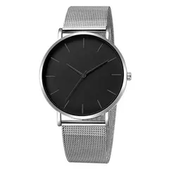 Relógio de pulso de malha de aço inoxidável feminino, feminino Fashion, Casual, Simples, Quartzo, Hora de Metal, Feminino, Preto