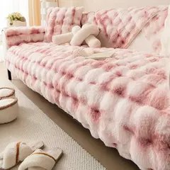Imitação de Pele De Coelho Sofá De Pelúcia Slipcover, Antiderrapante, Toalha Macia, Almofada Do Sofá, Sala De Estar, Decoração Moderna De Casa - loja online