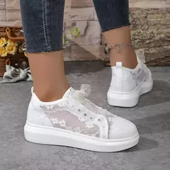 Tênis de lona respirável para mulheres, sapatos brancos casuais, sapatos de grife, nova moda, verão, 2024 - Wolf Magazine