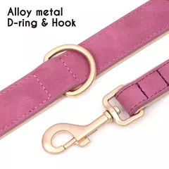 Coleira de cachorro acolchoada macia conjunto de coleira de couro pu para cães de estimação colar com corda de chumbo para caminhada ajustável para cães pequenos e médios pug