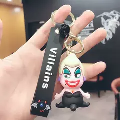 Anime disney figura vilão malévola a rainha má cruella silicone chaveiro saco chaveiro pingente crianças brinquedo presentes de aniversário - comprar online