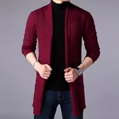 Cardigã fino de malha masculino, 5 cores, casacos de suéter, jaqueta justa, monocromática, roupa casual, novo, 2023