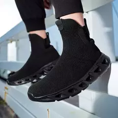 Tênis de meia alta para homens e mulheres, calçados esportivos hip-hop, malha respirável, tênis de corrida, tamanho grande, calçado de caminhada, tendência masculina na internet