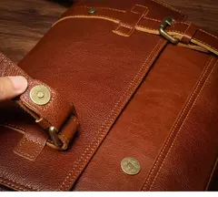 ROOG-Maleta de couro genuíno, bolsa mensageiro de luxo masculina, estilingue de ombro vintage, tiracolo para iPad 12.9 ", alta qualidade
