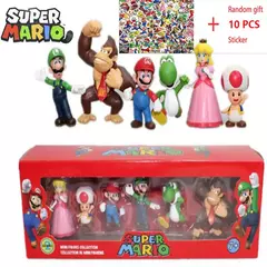 6 pçs/set Super Mario Bros PVC Action Figure Brinquedos Bonecas Modelo Conjunto Luigi Yoshi Donkey Kong Cogumelo para crianças presentes de aniversário AAA - Wolf Magazine
