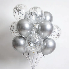 Imagem do 20 pçs metal ouro prata balões ouro glitter restos de papel balão transparente festa de aniversário decoração de casamento 12 polegada ballon