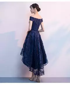 Imagem do Vestido curto fora do ombro, elegante vestido de baile, frente curta e costas lo