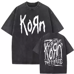 Camisetas com estampa de esqueleto masculinas, banda de rock vintage lavada, Korn caindo longe de mim, camiseta gótica, camiseta masculina extragrande, moda - comprar online