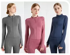 Fato de treino de mangas compridas Slim Fit para mulheres, casaco fitness, tops de ioga com buracos, jaqueta de ginástica, moletom de treino 2024