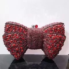 Luxo Bow Stone Clutch Bags para Mulheres, Lady's Crystal Evening Bags, Metal Verde, Minaudiere, Black Rhinestone Handbag, Wedding Party Purse - loja online