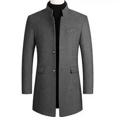 Casaco de lã dos homens outono inverno 2022 comprimento médio blusão engrossado gola masculina trench coat abrigo hombre na internet