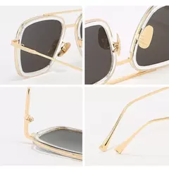 Tony Stark Iron Man Sunglasses, Quadros quadrados do metal do vintage