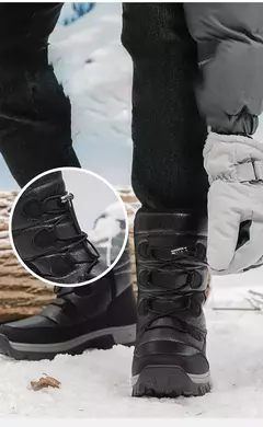 Botas de neve de pelúcia quente para homens, botas impermeáveis de motocicleta, botas antiderrapantes, top alto, novo, inverno