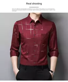 MaleArgyle-Camisas masculinas de vestido, alta qualidade, manga comprida, slim, camisa casual, gola virada para baixo, listras, single-breasted, novo - loja online