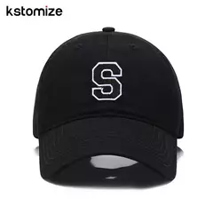 Boné bordado de algodão macio, letra inicial A-Z Snapback Caps para homens e mulheres, elegante equipe esporte viseiras, preto, alta qualidade - loja online
