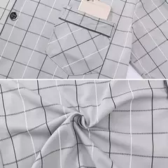 Conjunto de pijama de seda leite confortável masculino, loungewear elegante, estampa xadrez listrada, lapela combinando cores, pijama longo de peito único, outono e inverno - Wolf Magazine