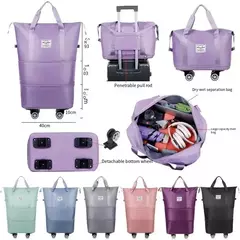 Saco de bagagem expansível com roda universal, grande capacidade, separação seca e úmida, armazenamento, viagens de negócios, mochila na internet