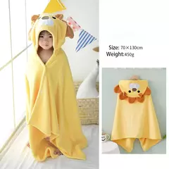 Toalha de banho com capuz coral para crianças, manto dos desenhos animados, roupão infantil, poncho para meninos e meninas - Wolf Magazine