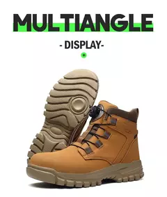 Sapatos de aço impermeável para homens, botas de trabalho, sapatos de segurança, botões rotativos, botas masculinas, sapatos protetores à prova de perfuração, tamanho grande, 48
