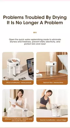 Niye-2L Umidificador de ar duplo, exibição de umidade, grande capacidade, aroma, difusor de óleo essencial para quarto, venda quente