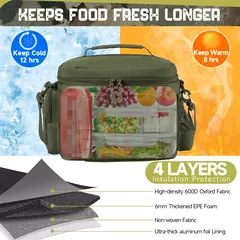 Imagem do Heavy Duty Tactical Lunch Box para Homens, À Prova de Vazamentos, Isolado, Durável, Saco Térmico, Refeição, Camping, Piquenique, Trabalho