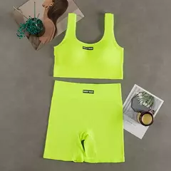 Conjunto de ioga feminino sem costura, roupas de treino fitness, sutiã esportivo, leggings de cintura alta, roupas sexy de ginástica em V profundo, roupas esportivas novas, 2024 - comprar online