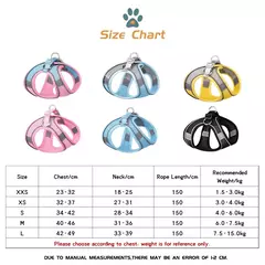 Imagem do Ajustável Pet Harness Vest, filhote de cachorro respirável, coleira pequena e conjunto de trela, Chihuahua Chest Strap Stuff, novo