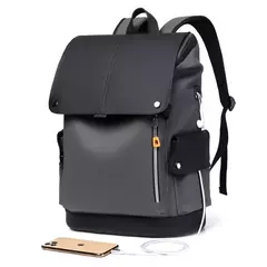 Alta Qualidade PU Couro Waterproof Men's Laptop Mochila Grande Computador Mochila para Negócios Urban Man Mochila Carregamento USB - Wolf Magazine