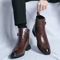 Botas altas de luxo masculinas, botas marrons de motocicleta, moda plataforma, botas masculinas, sapatos de couro casuais, alta qualidade - comprar online
