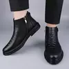 Botas Chelsea de couro genuíno masculinas, sapatos de negócios com pele, bota de inverno quente, couro de vaca, tendências da moda, novas