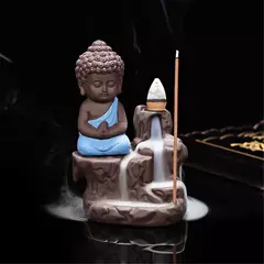 Imagem do O pequeno monge censer criativo casa decoração pequeno buda incenso titular backflow queimador de incenso uso em casa de chá