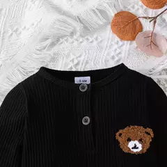 Imagem do Urso dos desenhos animados Tiny Button Onesies para o bebê recém-nascido, macacão infantil de manga comprida, macacão infantil, 0 a 18 meses