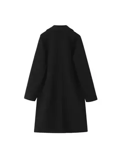 Willshela-Trincheira longa de ponto aberto feminino, decote em v vintage, mangas completas, roupas femininas chiques, moda sólida na internet