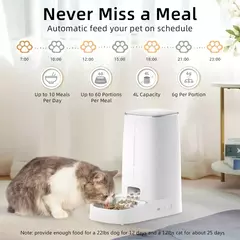 Rojoeco alimentador automático para gatos, animal de estimação, wi-fi inteligente, dispensador de comida para gatos, controle remoto, alimentador automático para cães e gatos, acessórios de comida seca na internet